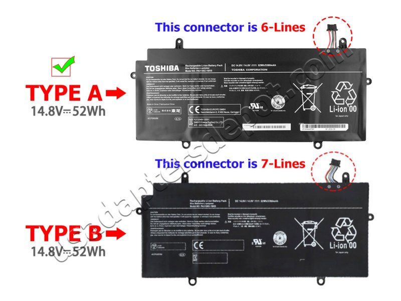 4Cell 52Wh Toshiba Portege Z30-A1310 Z30T-A1310 Battery