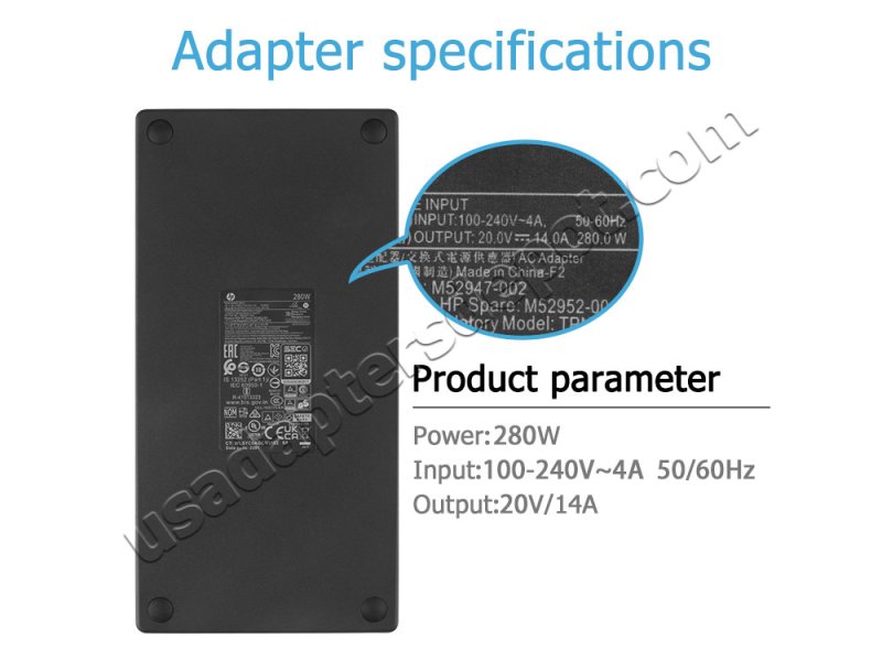 Original 280W Charger HP TPN-DA25 TPN-CA25(7.4mm * 5.0mm) AC Adapter + Cable