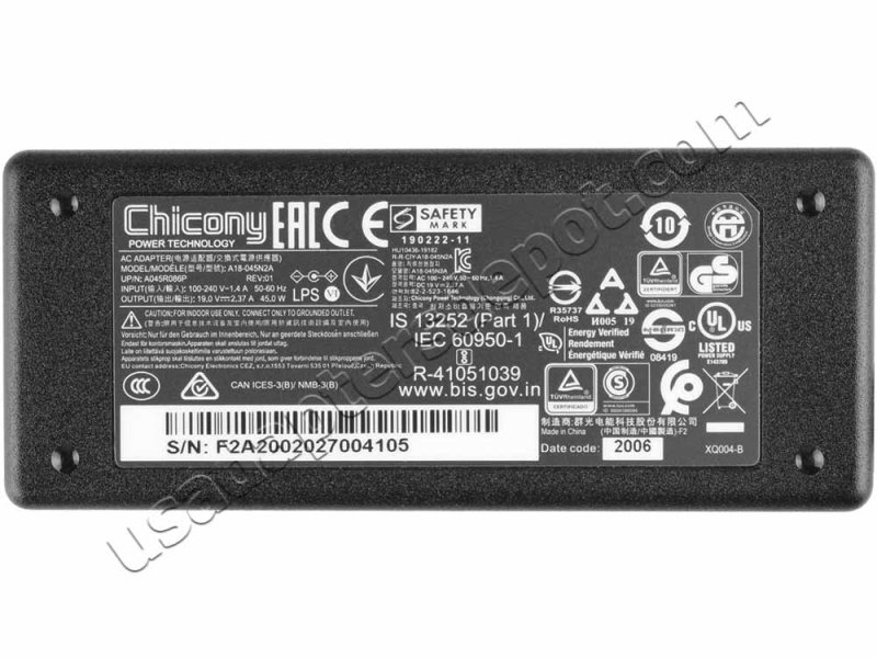 Original 45W Charger Toshiba P000651500 AC Adapter + Cable