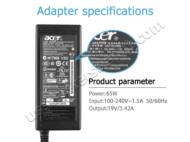 Original Acer Aspire 3 A317-51-36QC AC Adapter Charger 65W
