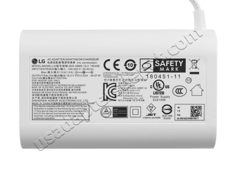 Original 48W Charger LG Gram 14Z90N-N.APS5U1 AC Adapter + Cable