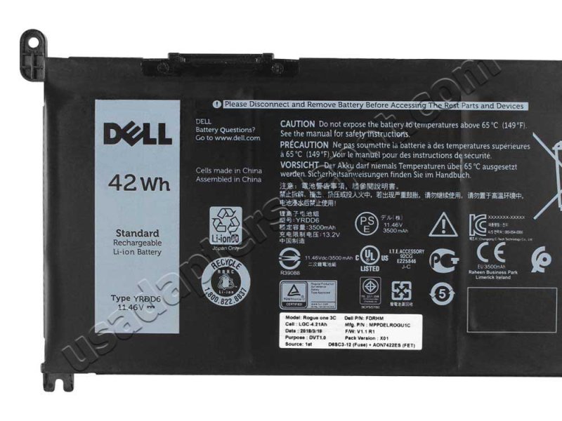 Original 3500mAh 42Wh 3-Cell Dell Inspiron 14 5482 P93G001 Battery