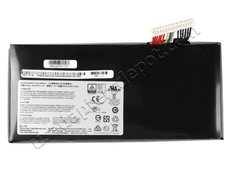 83.5Whr 9Cell 7500mAh MSI GT72 2QE Dominator Pro GTX 980M Battery
