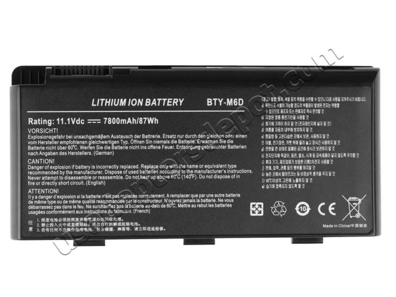 7800mAh 9 Cell 87Wh MSI GT70 2PE Dominator Pro MS-1763 Series Battery