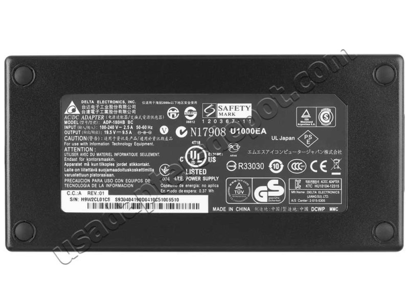 180W Clevo P150SM-A X511 P157SM-A X611 AC Adapter Charger Power Cord