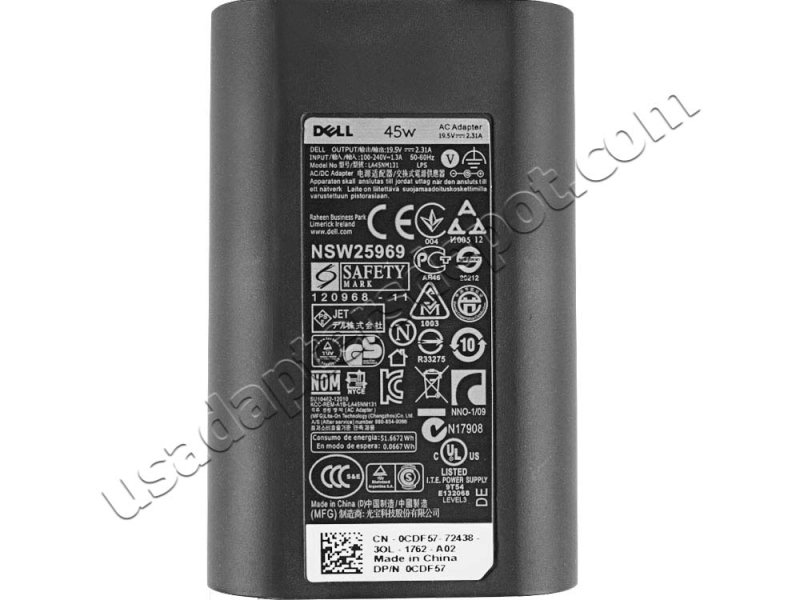 Original 45W Dell P25T P25T003 P75F P75F002 Charger AC Adapter + Cord