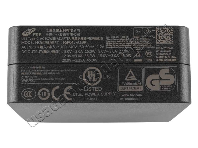 45W USB-C AC Adapter Charger HP Chromebook 11A G6 EE 6HL76EA
