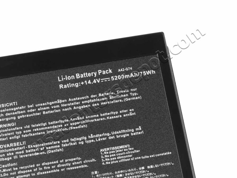 5200mAh 8 Cell Asus G74JH-A1 G74JH-A2 G74S-XR1 Battery