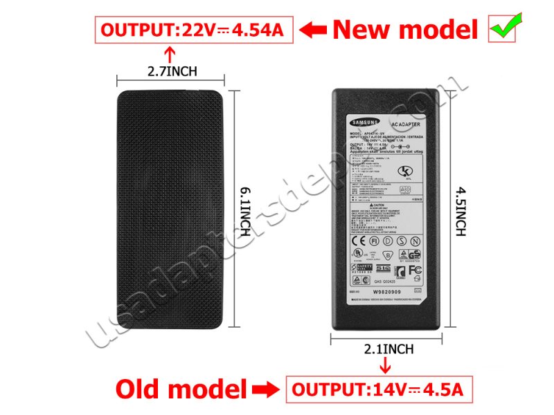 Original 100W Charger Samsung C27HG70 27" Curved Gaming Monitor AC Adapter + Cable