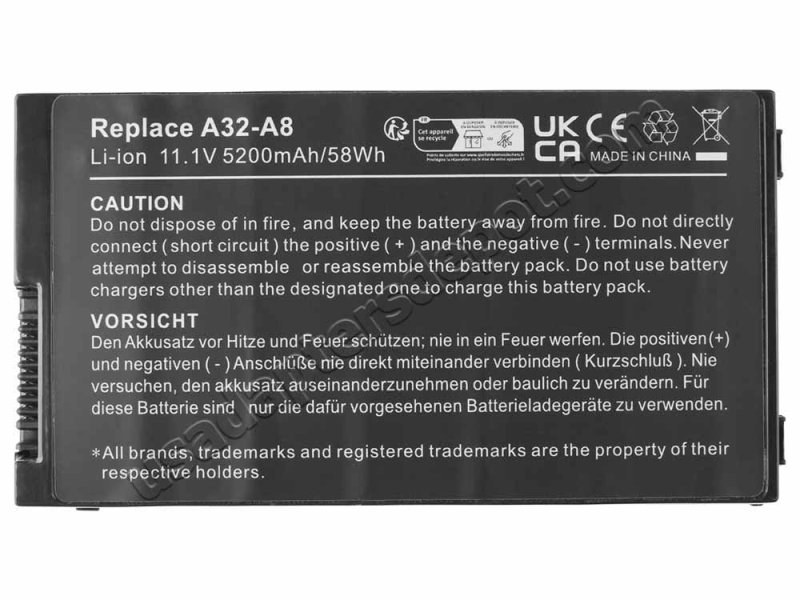 5200mAh 58Wh 6-Cell Asus A32-F80A Battery