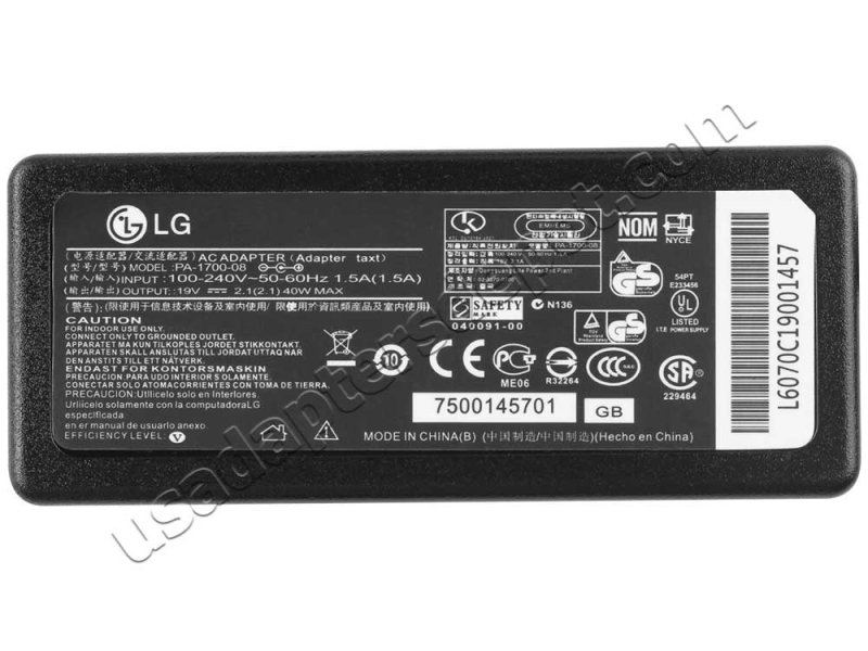 25W LG IPS Monitor 22MP67VQ 22MP67HQ AC Adapter Charger Power Cord