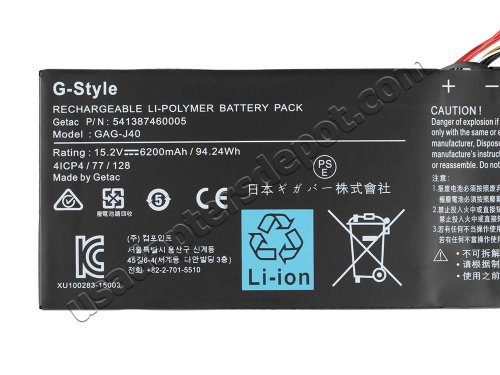 Original Battery Gigabyte Aero 15X V8-BK4 6200mAh 94.24Wh